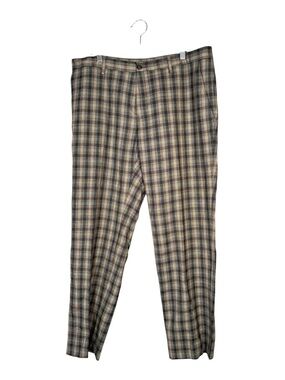 ETRO Men's 100% Wool Plaid Pants Academia Luxury Old Money Brown IT 52